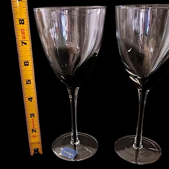2 Mikasa KYA Smoke Wine Glasses Goblets Red Crystal Elegant Classic Holiday Rare - Picture 2 of 16